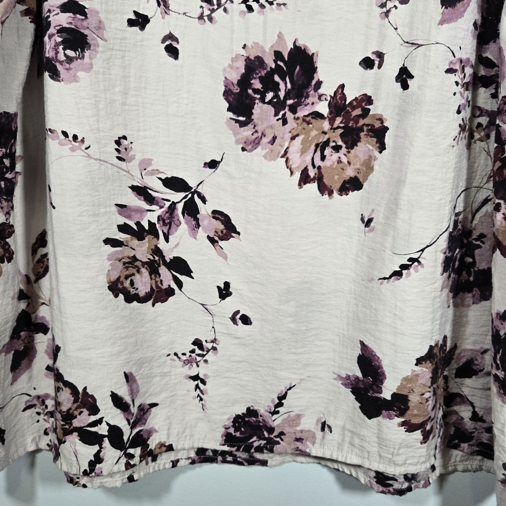 J Jill Purple‎ Floral Print Blouse Flowy Top Size XL Three Quarter Length Sleeve - Picture 7 of 11